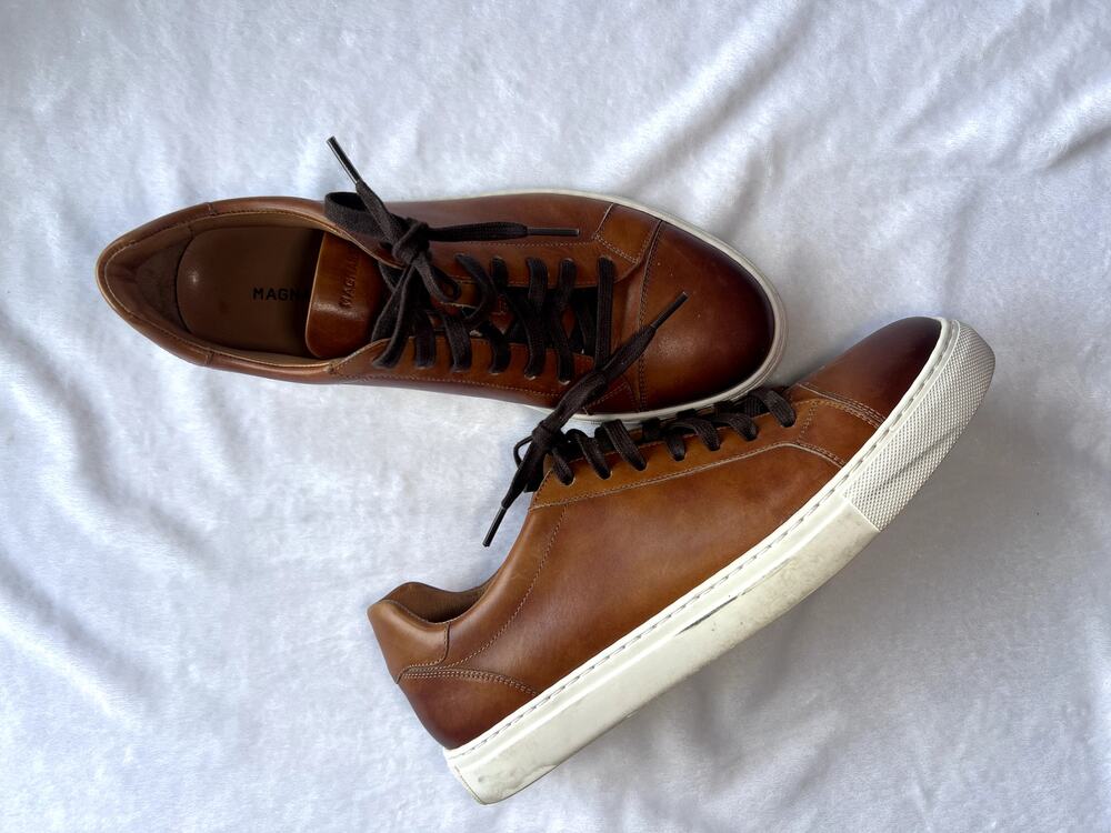 Magnanni 'Fede' Lace Up Sneaker - Cognac Brown Leather Mens Sz 10.5